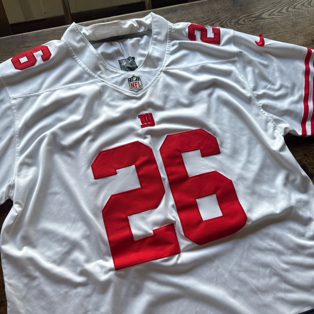 NFL NY Giants White Barkley Jersey with Red Details